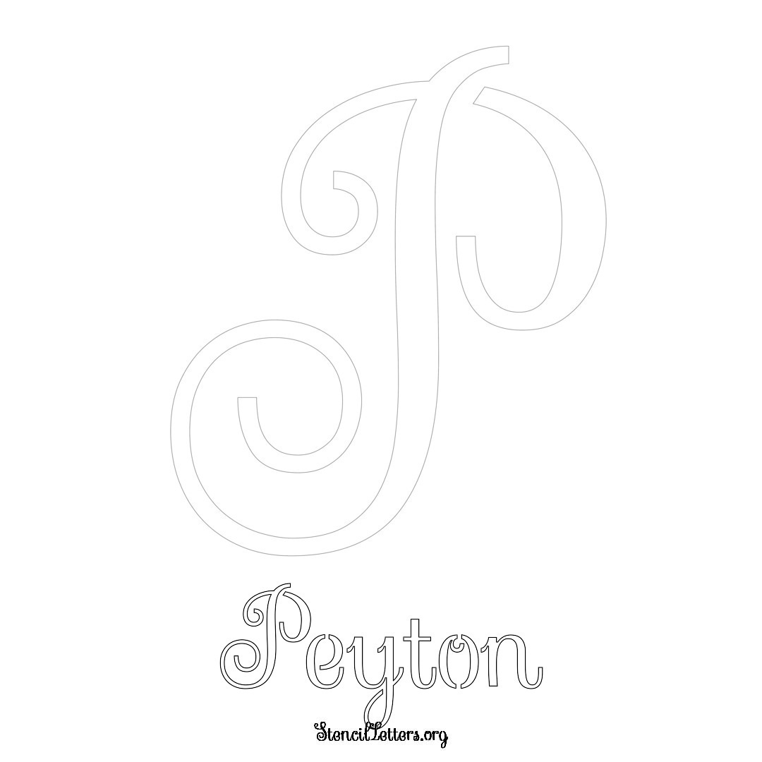 Peyton printable name initial stencil in Ornamental Cursive Lettering