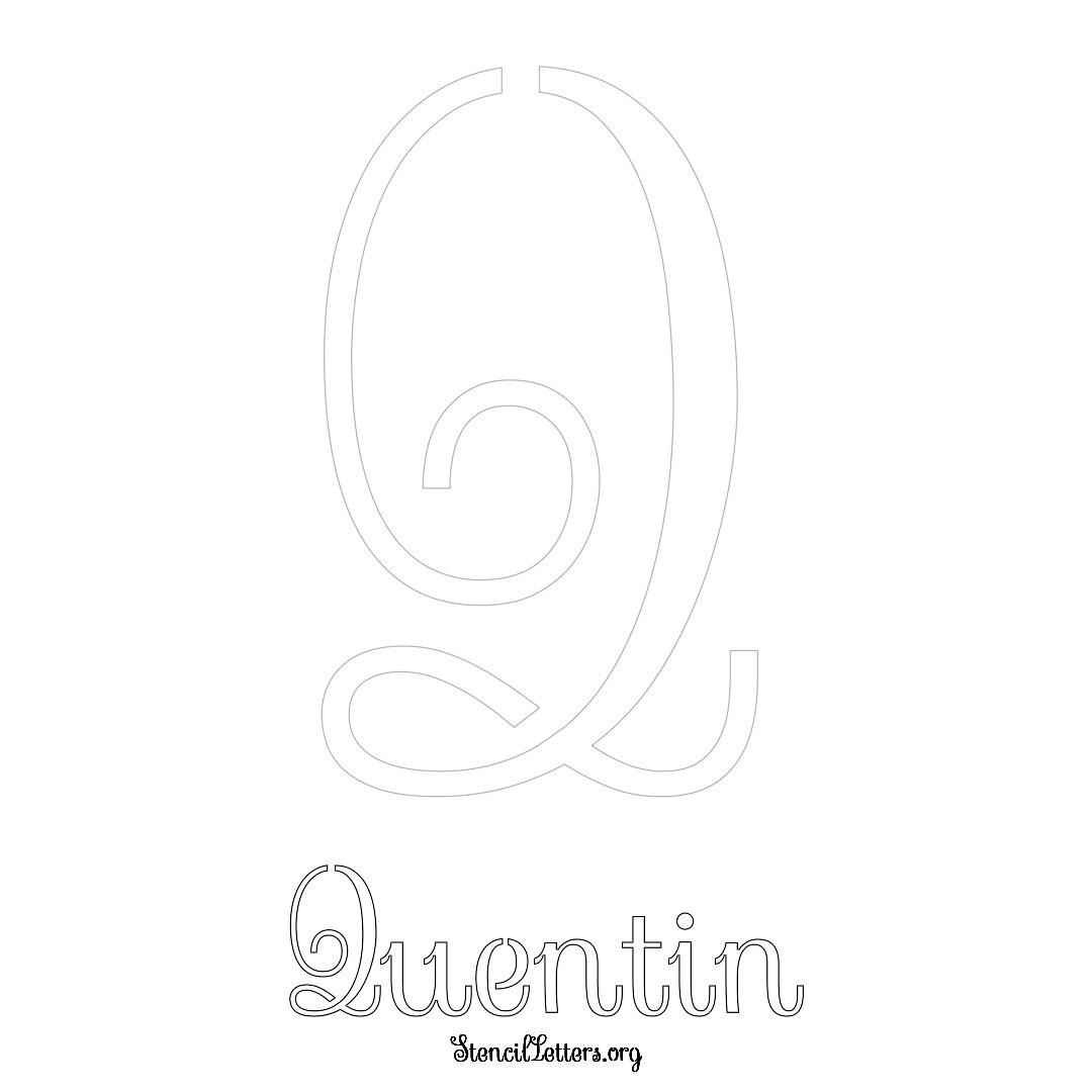 Quentin printable name initial stencil in Ornamental Cursive Lettering