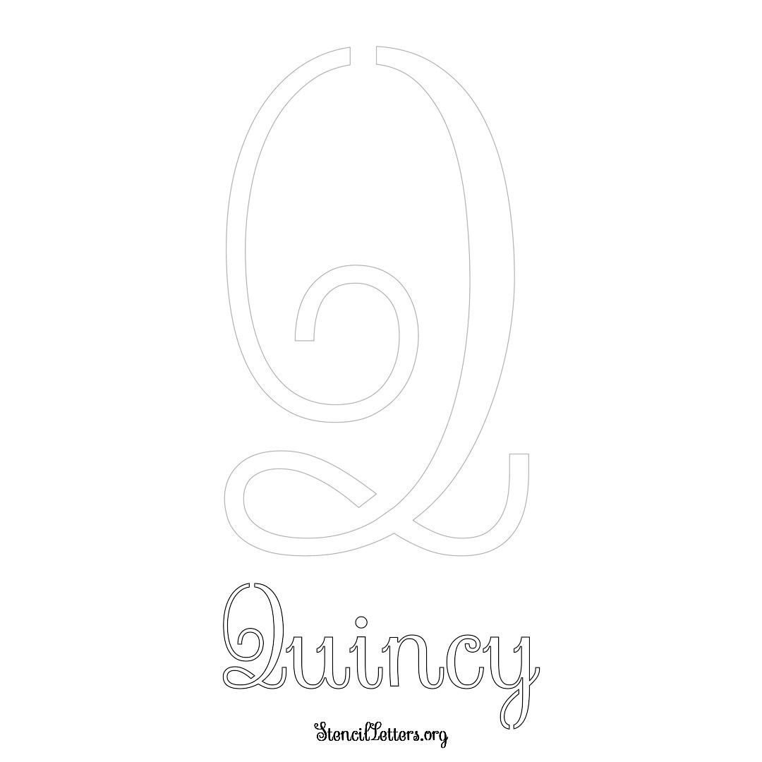 Quincy printable name initial stencil in Ornamental Cursive Lettering