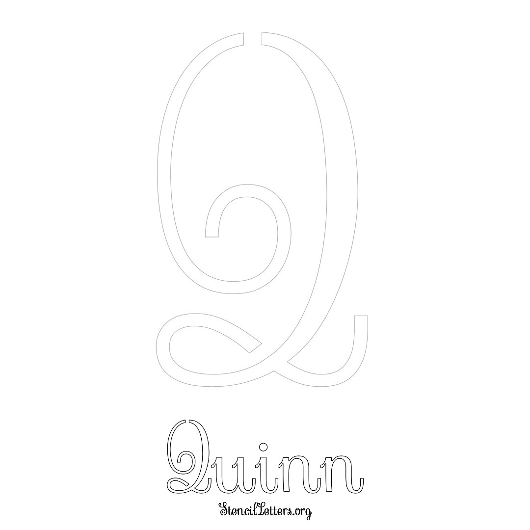 Quinn printable name initial stencil in Ornamental Cursive Lettering