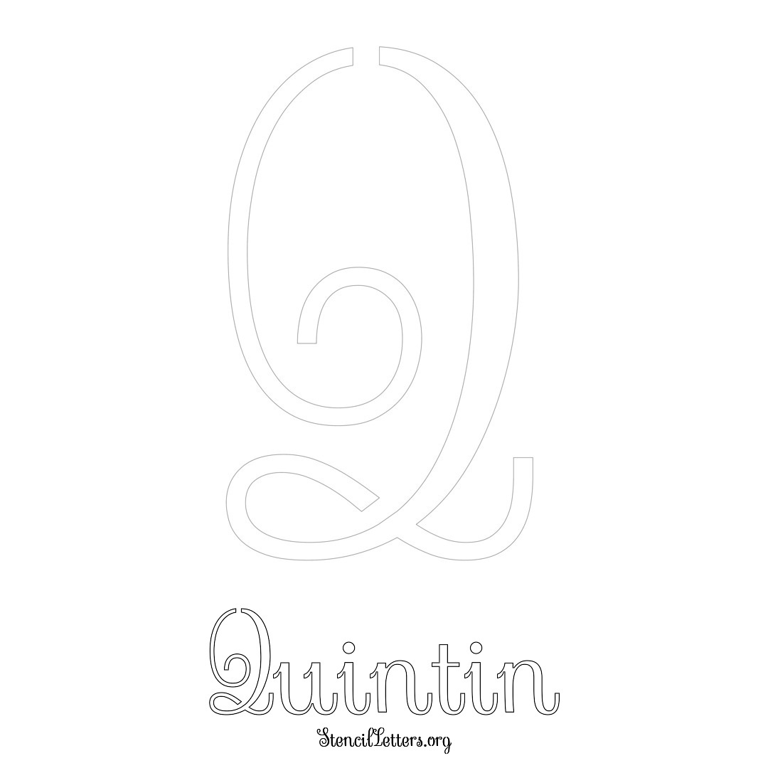 Quintin printable name initial stencil in Ornamental Cursive Lettering