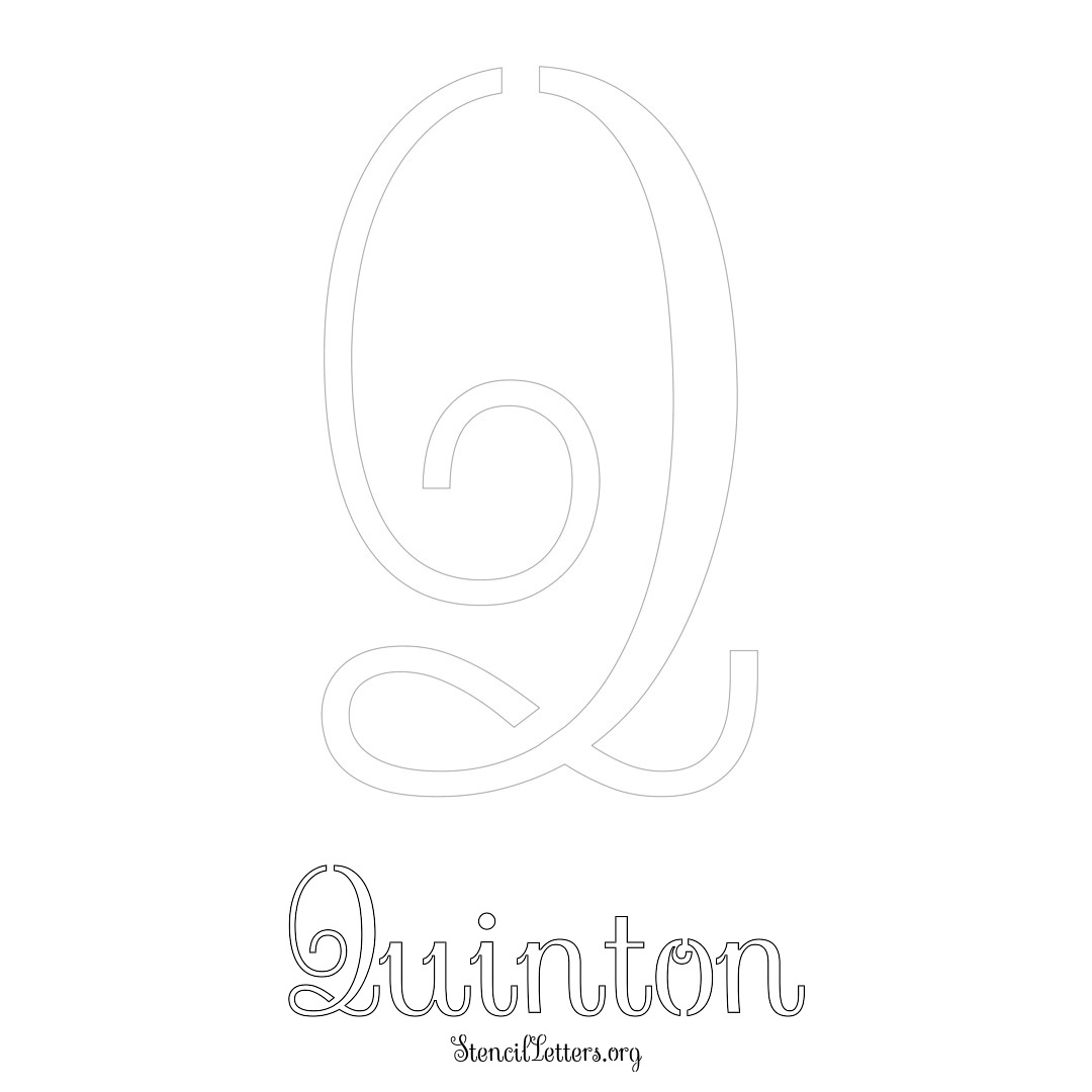 Quinton printable name initial stencil in Ornamental Cursive Lettering