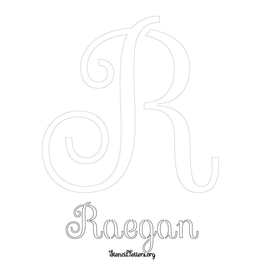 Raegan printable name initial stencil in Ornamental Cursive Lettering