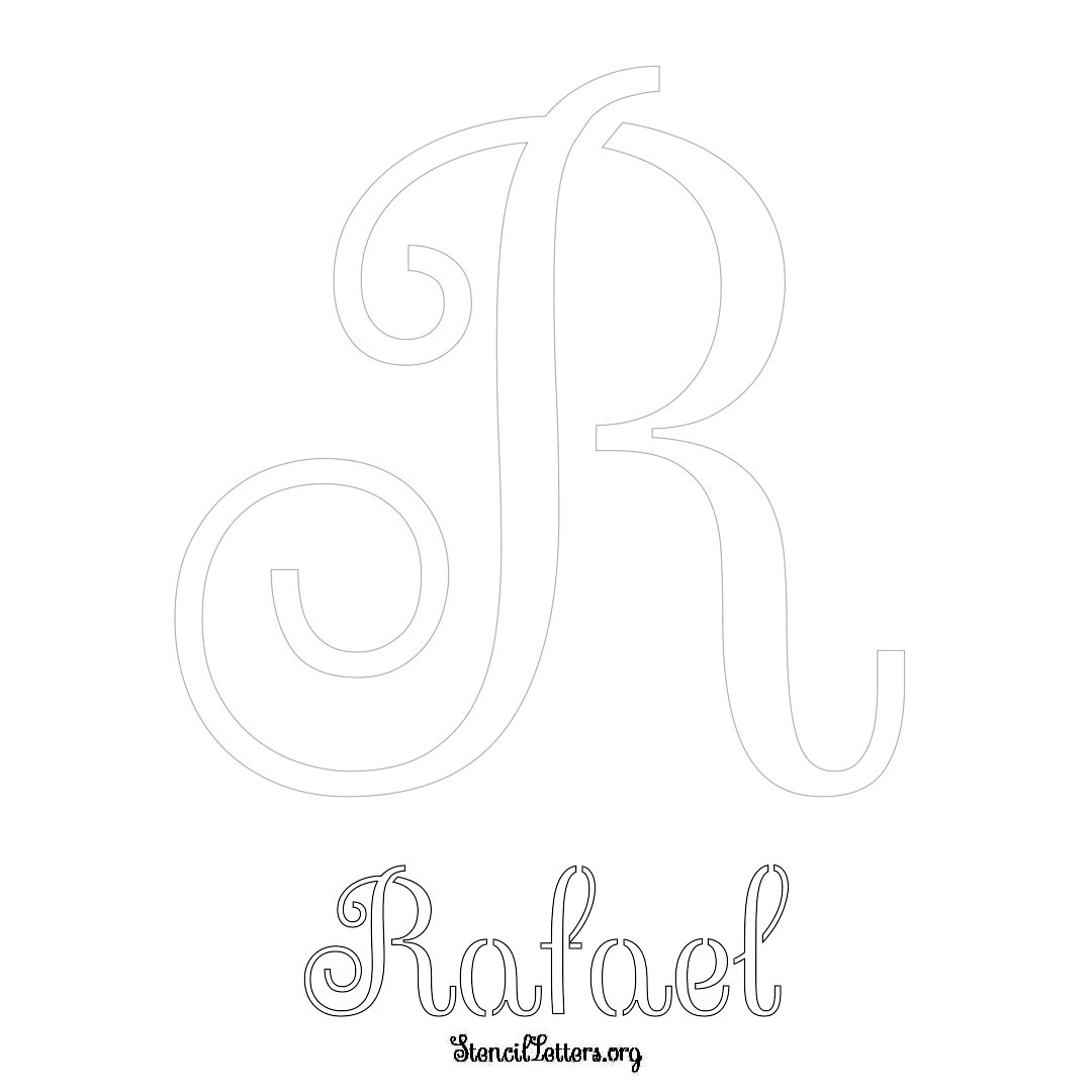 Rafael printable name initial stencil in Ornamental Cursive Lettering