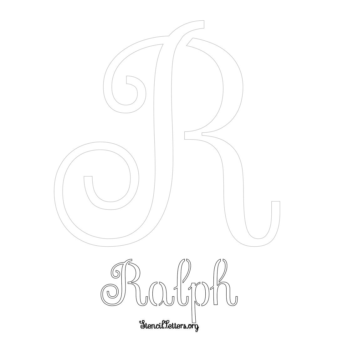 Ralph printable name initial stencil in Ornamental Cursive Lettering