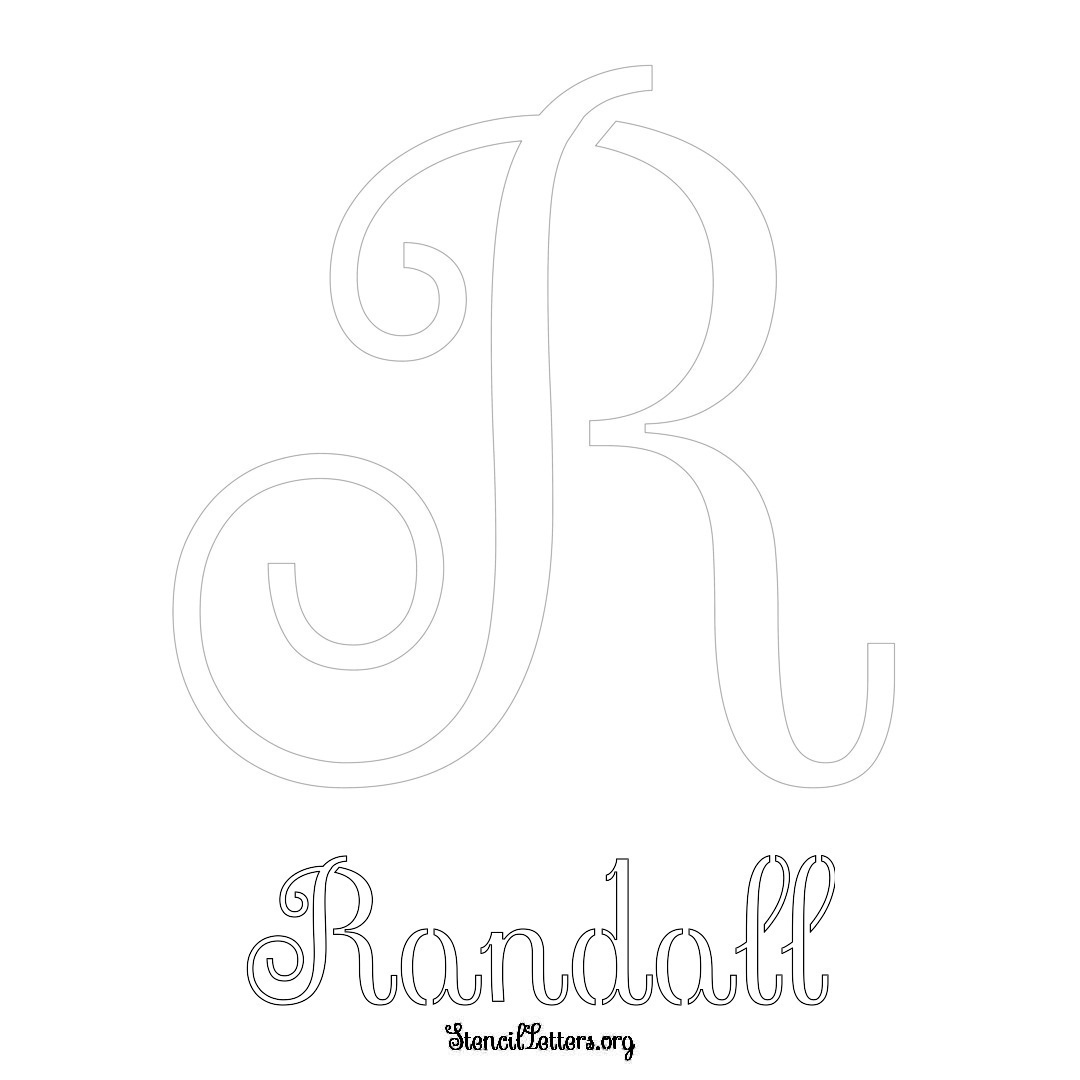 Randall printable name initial stencil in Ornamental Cursive Lettering