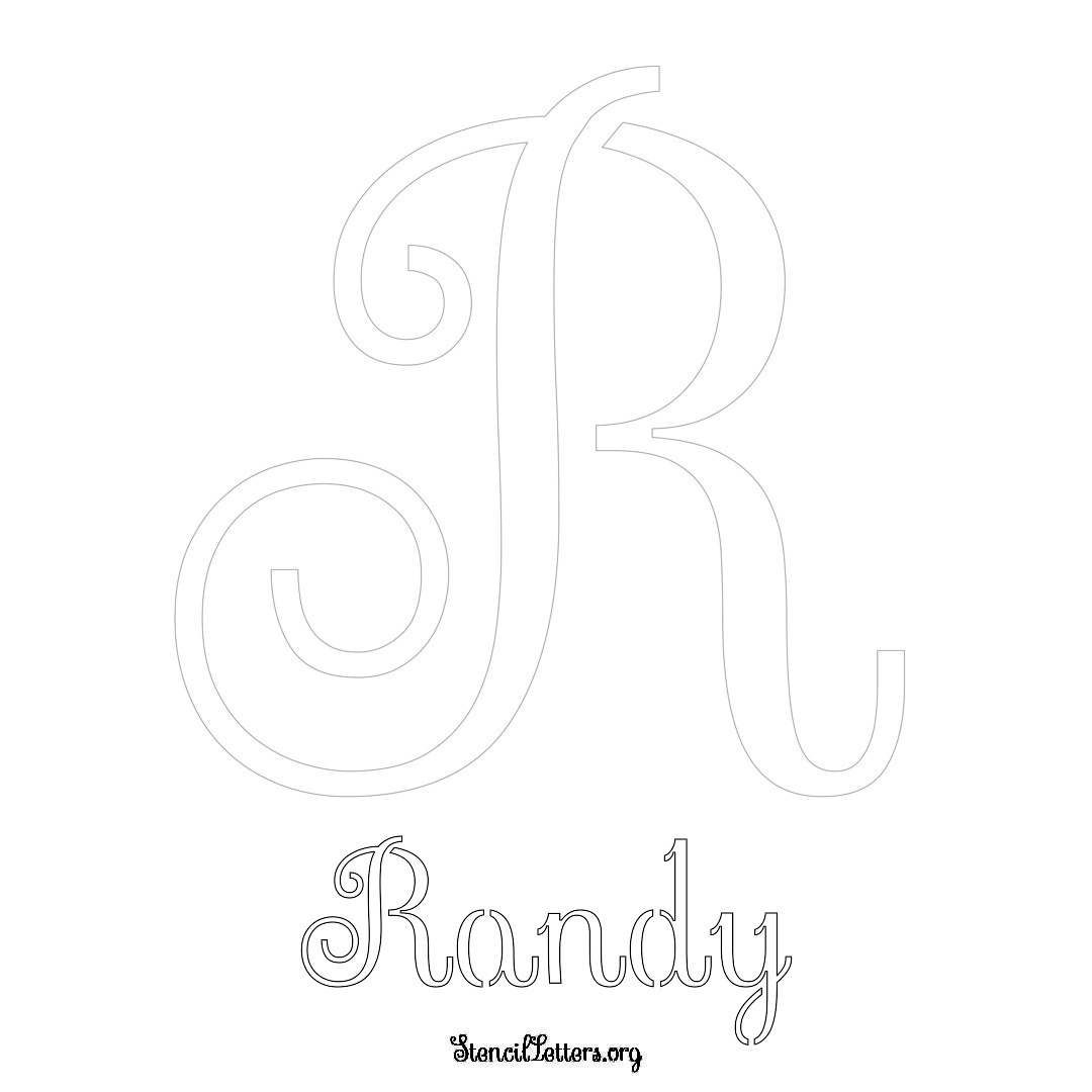 Randy printable name initial stencil in Ornamental Cursive Lettering