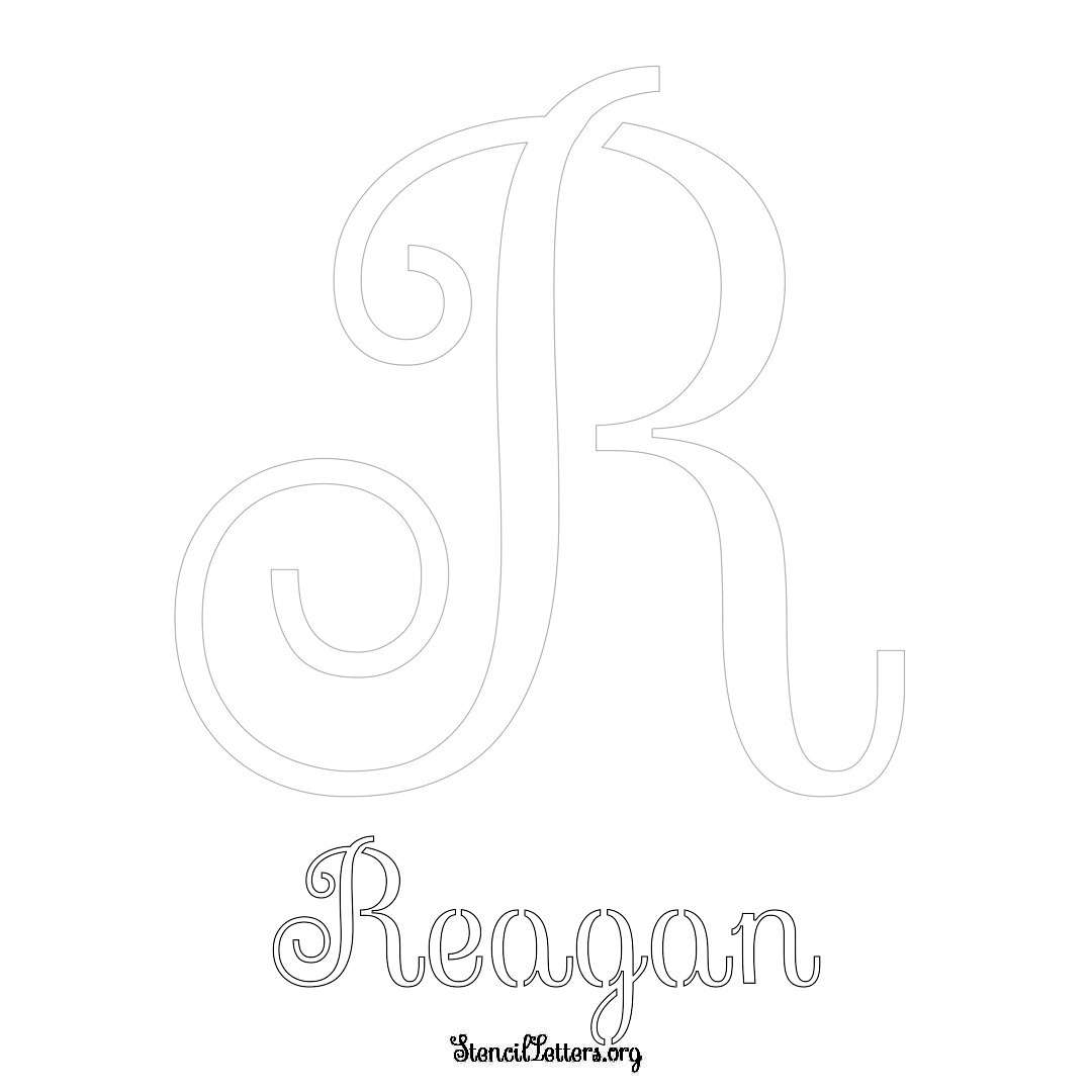 Reagan printable name initial stencil in Ornamental Cursive Lettering