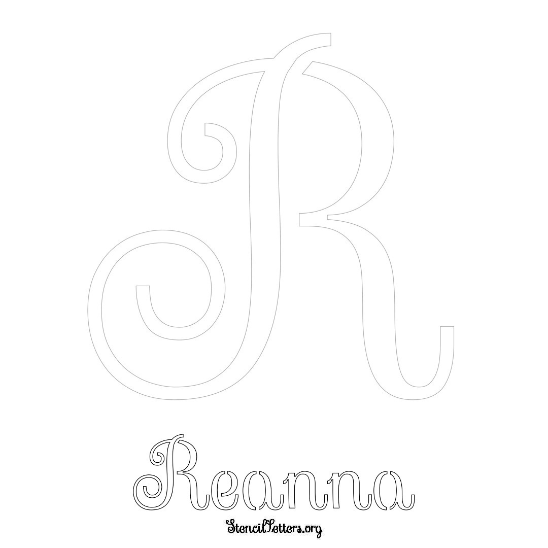 Reanna printable name initial stencil in Ornamental Cursive Lettering