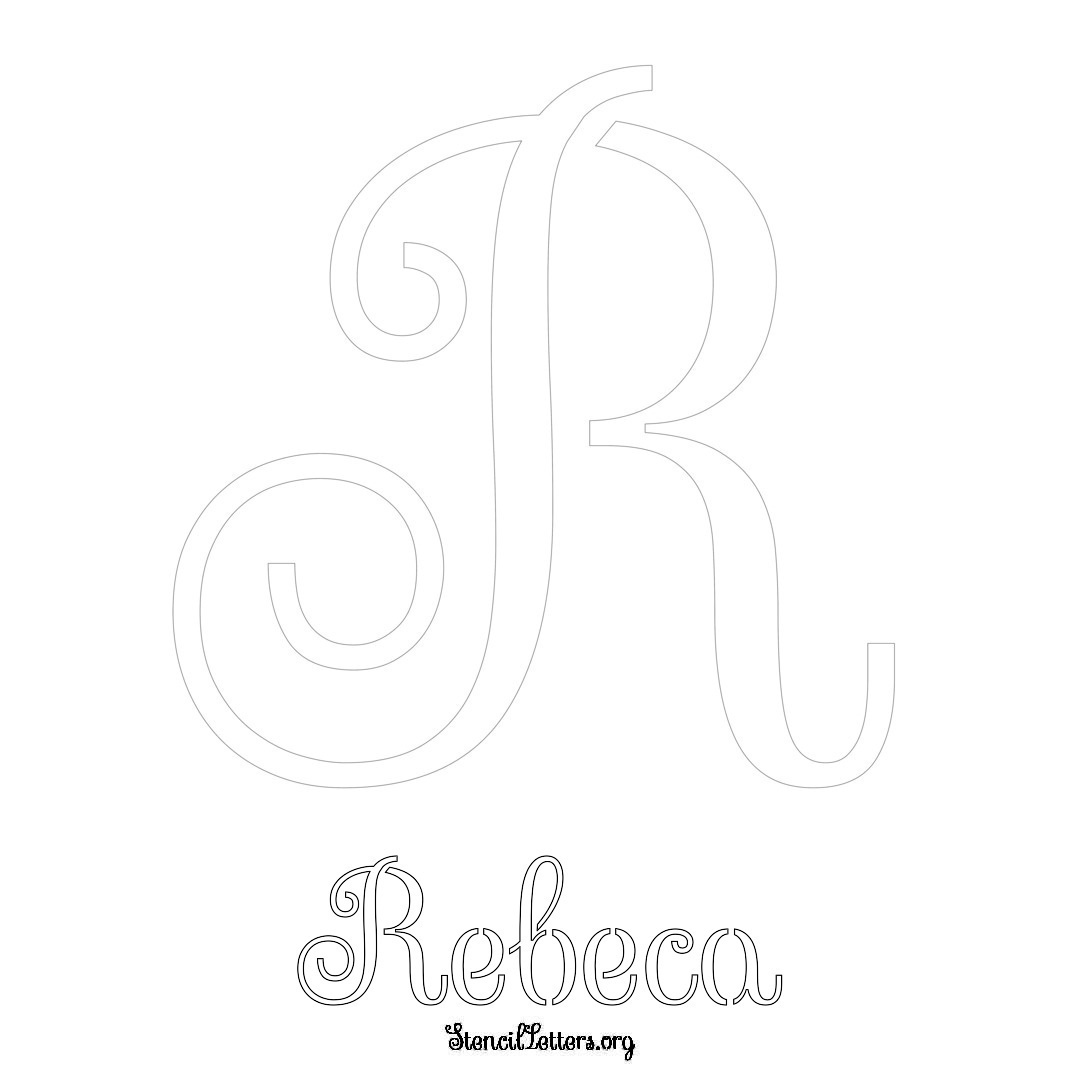 Rebeca printable name initial stencil in Ornamental Cursive Lettering