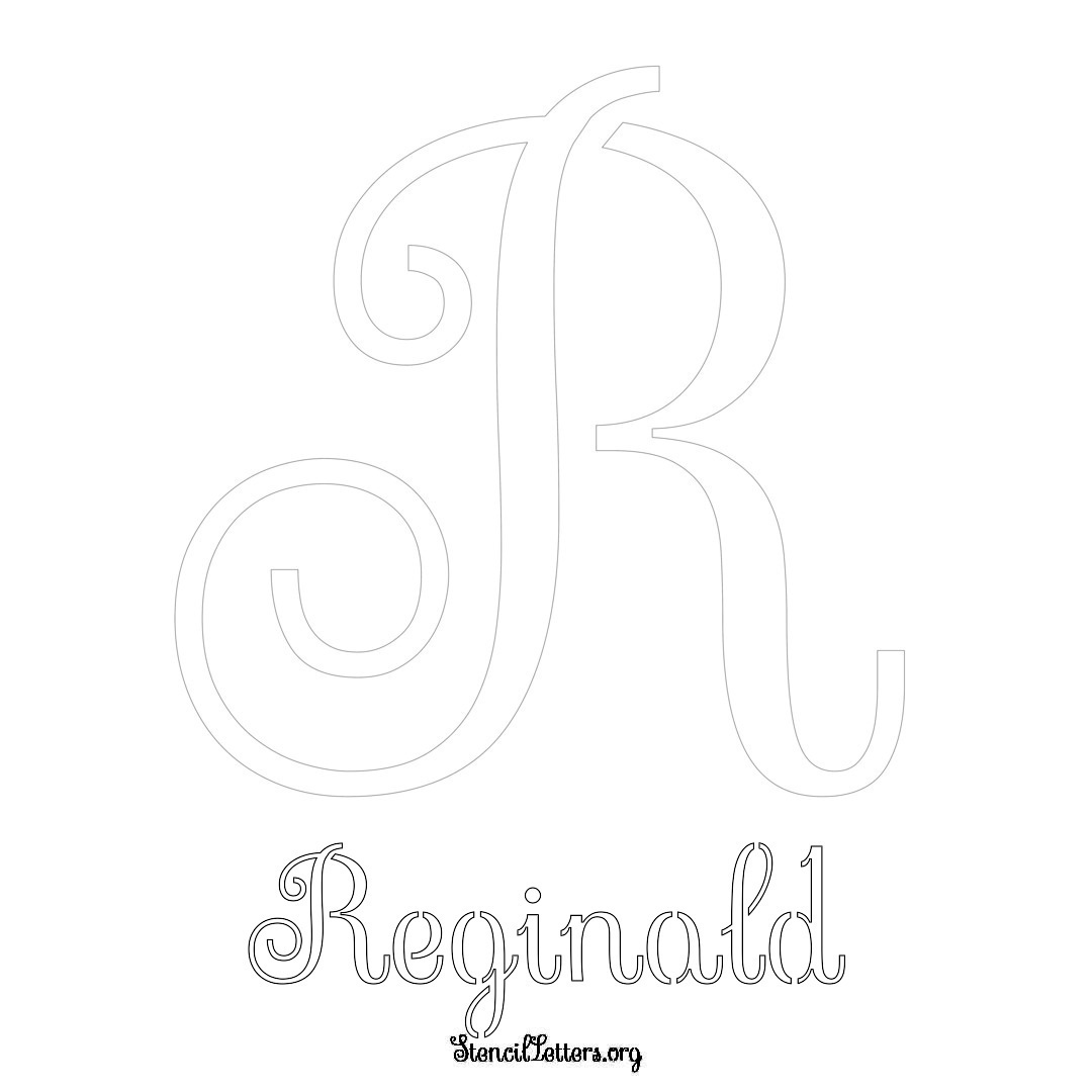 Reginald printable name initial stencil in Ornamental Cursive Lettering