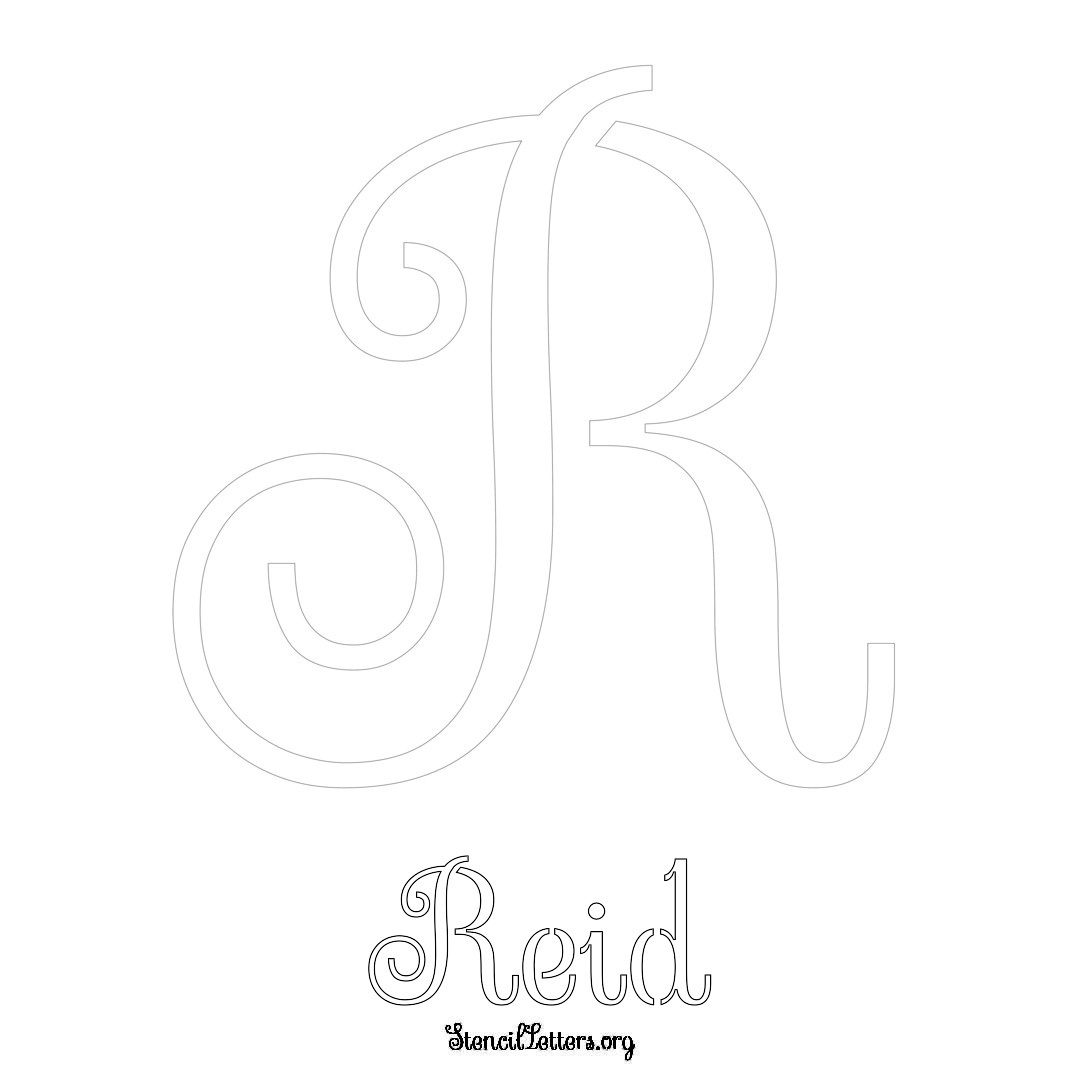 Reid printable name initial stencil in Ornamental Cursive Lettering