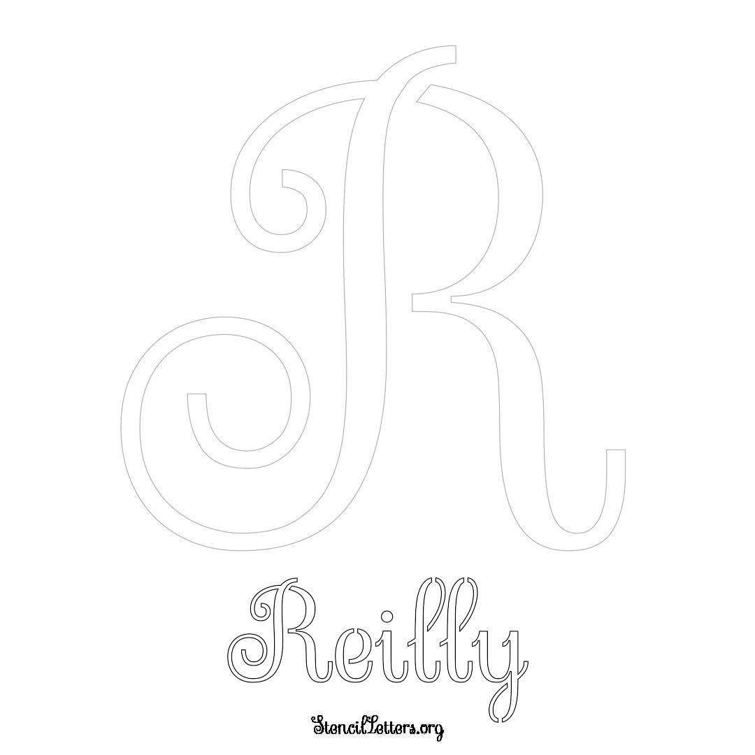 Reilly printable name initial stencil in Ornamental Cursive Lettering