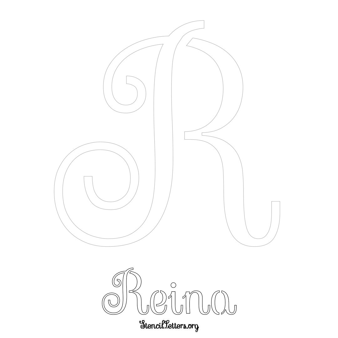 Reina printable name initial stencil in Ornamental Cursive Lettering