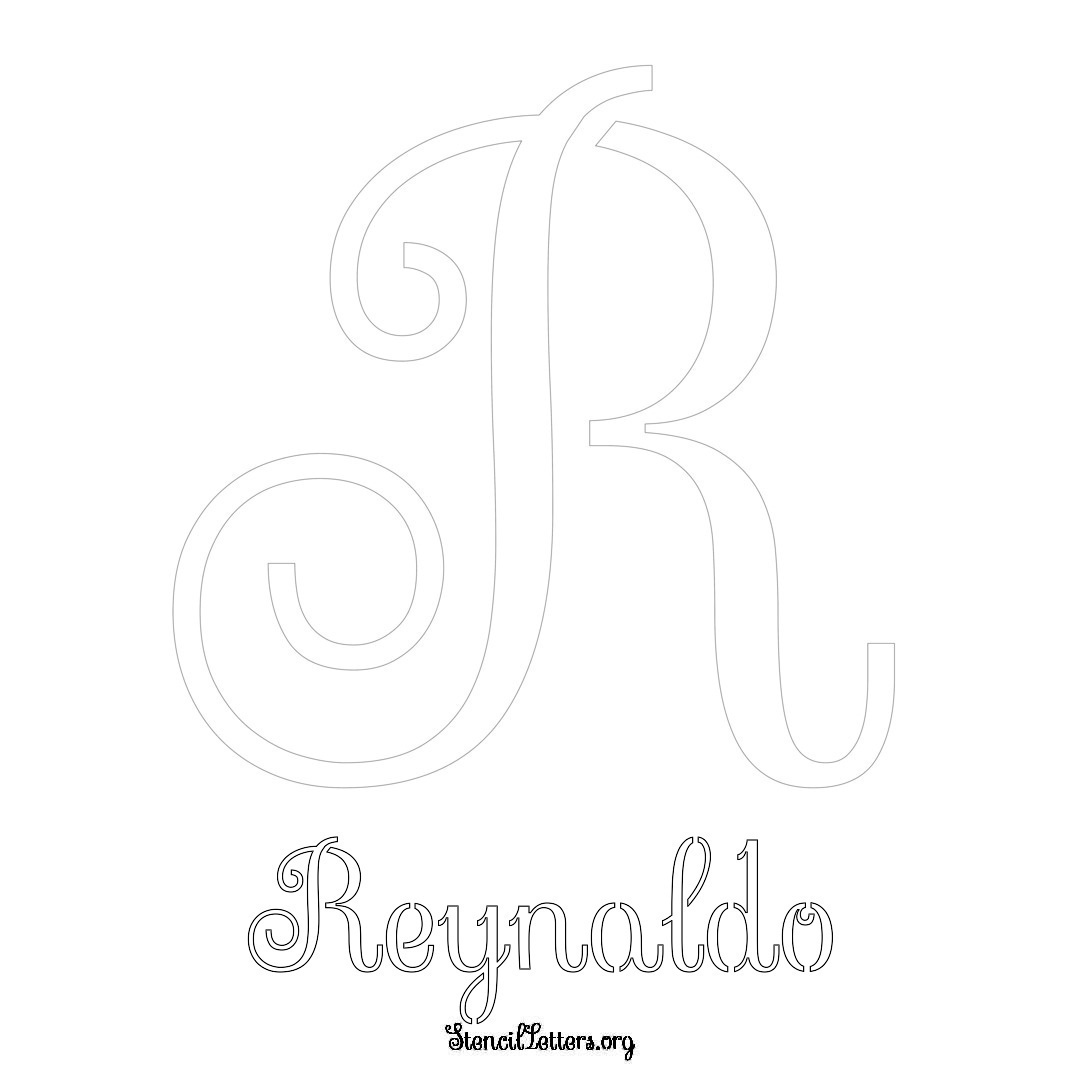 Reynaldo printable name initial stencil in Ornamental Cursive Lettering