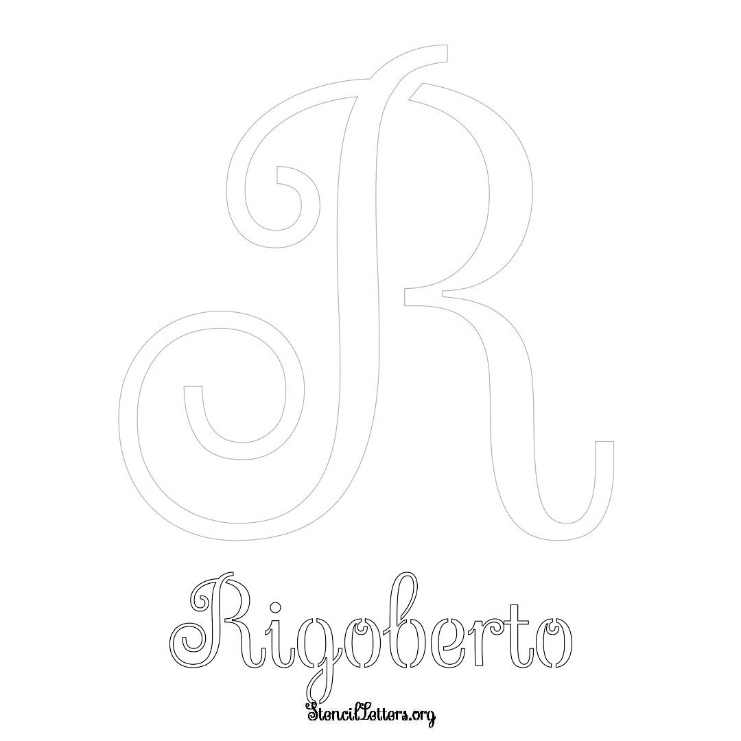 Rigoberto printable name initial stencil in Ornamental Cursive Lettering