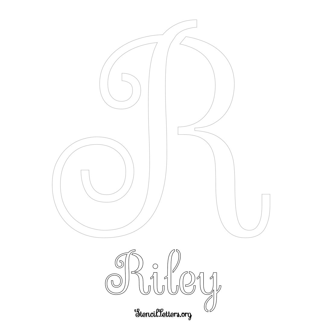 Riley printable name initial stencil in Ornamental Cursive Lettering