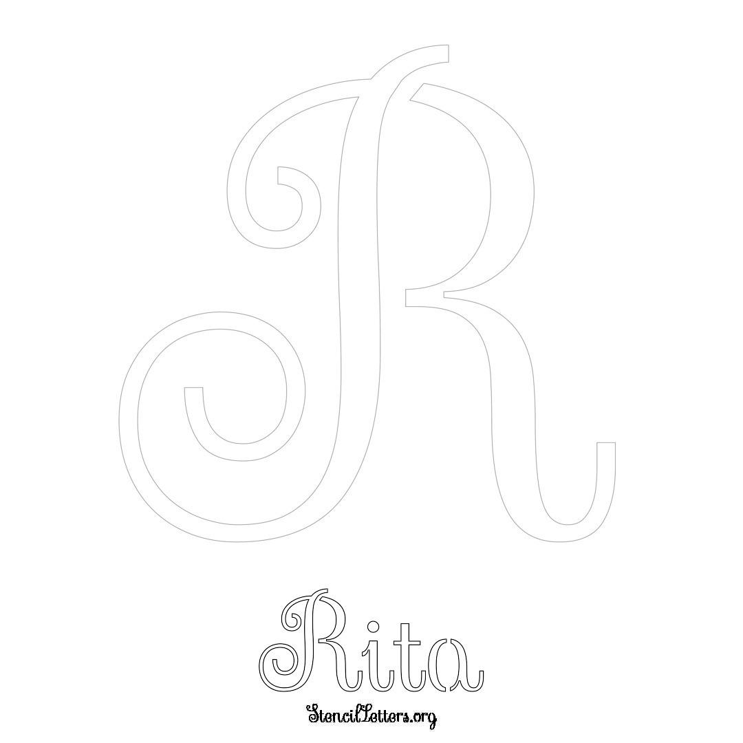 Rita printable name initial stencil in Ornamental Cursive Lettering