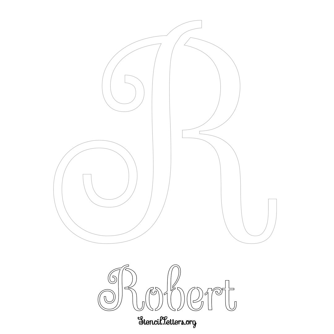 Robert printable name initial stencil in Ornamental Cursive Lettering