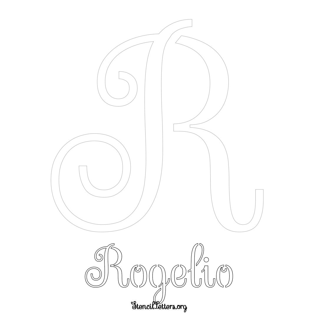 Rogelio printable name initial stencil in Ornamental Cursive Lettering