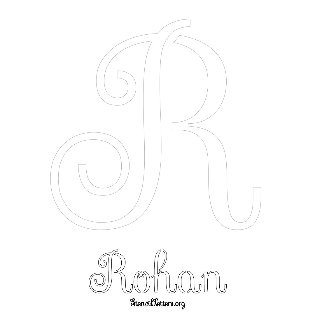 Rohan printable name initial stencil in Ornamental Cursive Lettering