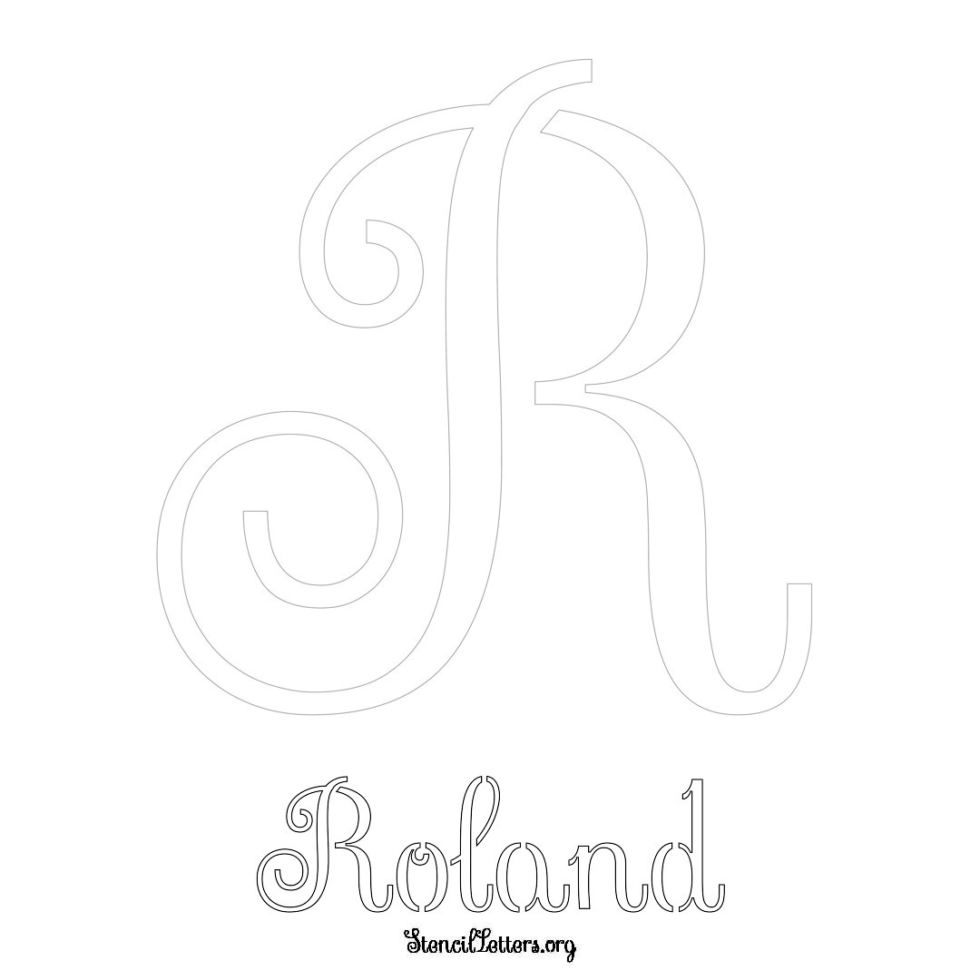 Roland printable name initial stencil in Ornamental Cursive Lettering