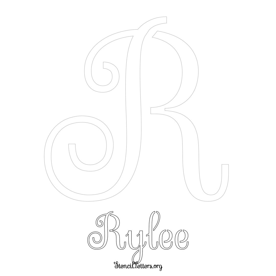 Rylee printable name initial stencil in Ornamental Cursive Lettering