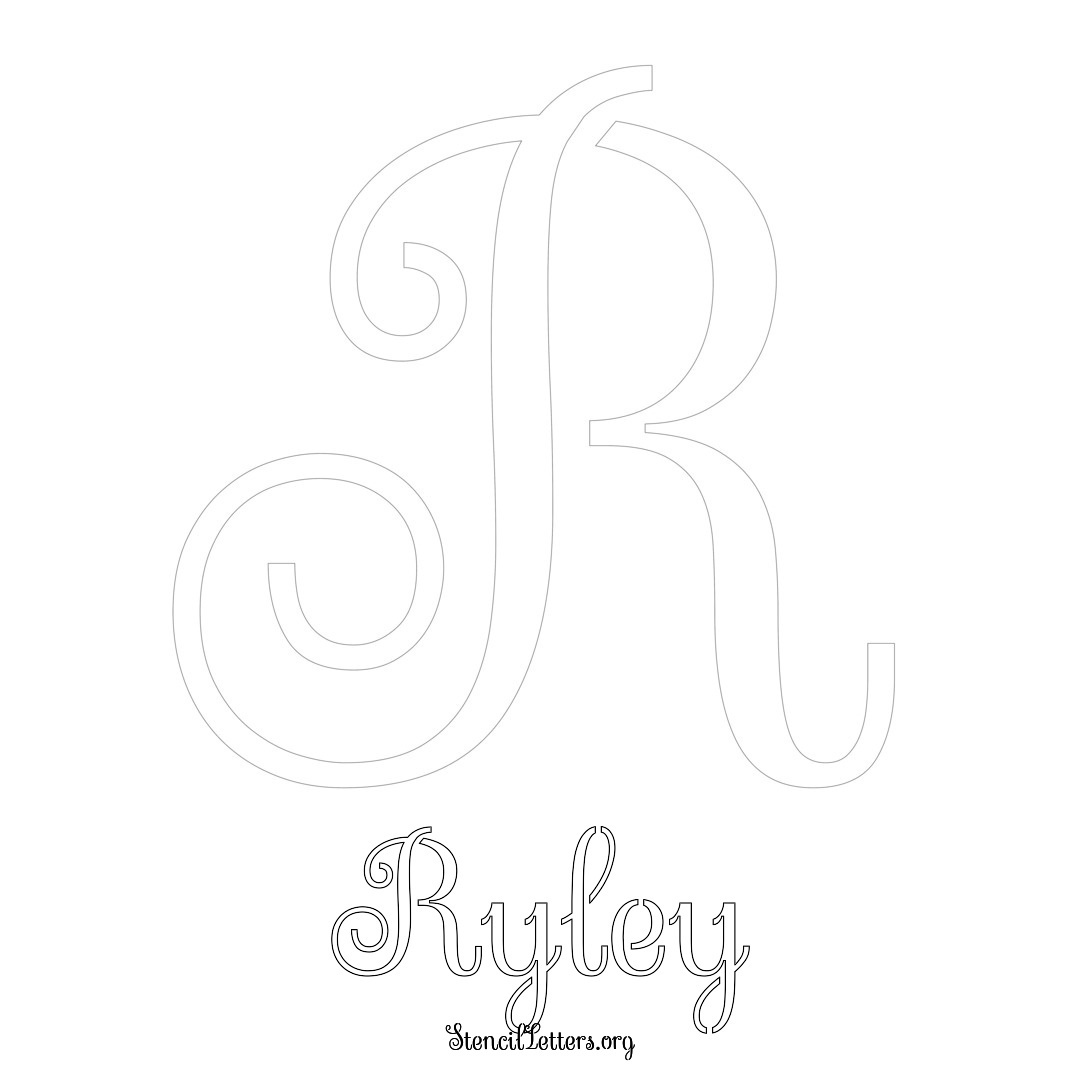 Ryley printable name initial stencil in Ornamental Cursive Lettering