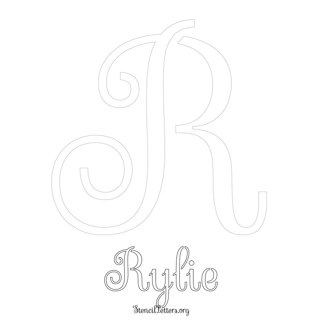 Rylie printable name initial stencil in Ornamental Cursive Lettering