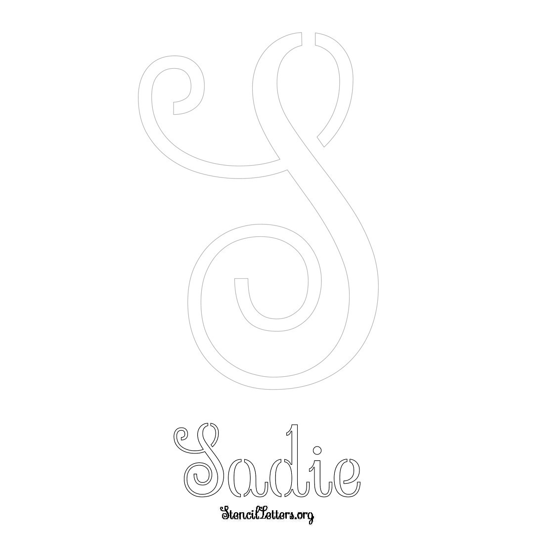 Sadie printable name initial stencil in Ornamental Cursive Lettering