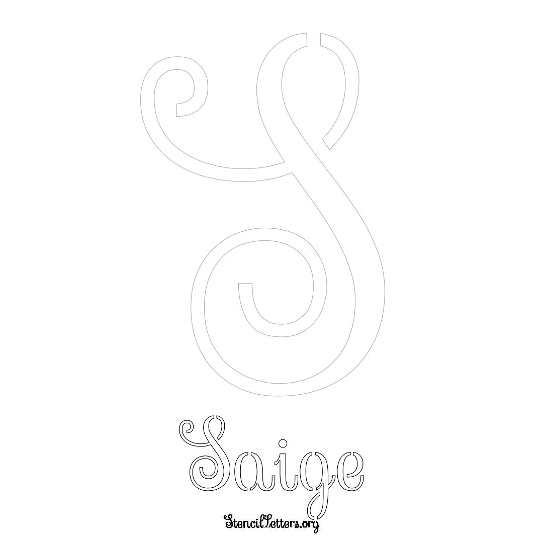 Saige printable name initial stencil in Ornamental Cursive Lettering