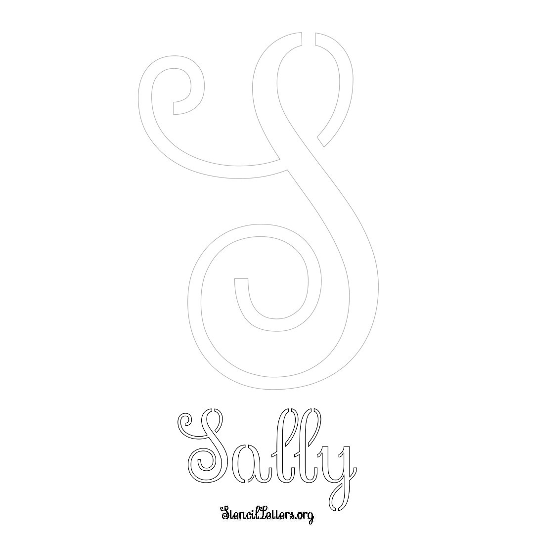 Sally printable name initial stencil in Ornamental Cursive Lettering