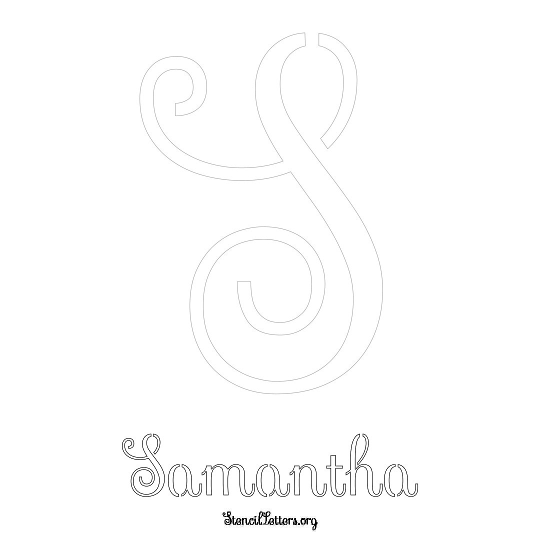 Samantha printable name initial stencil in Ornamental Cursive Lettering