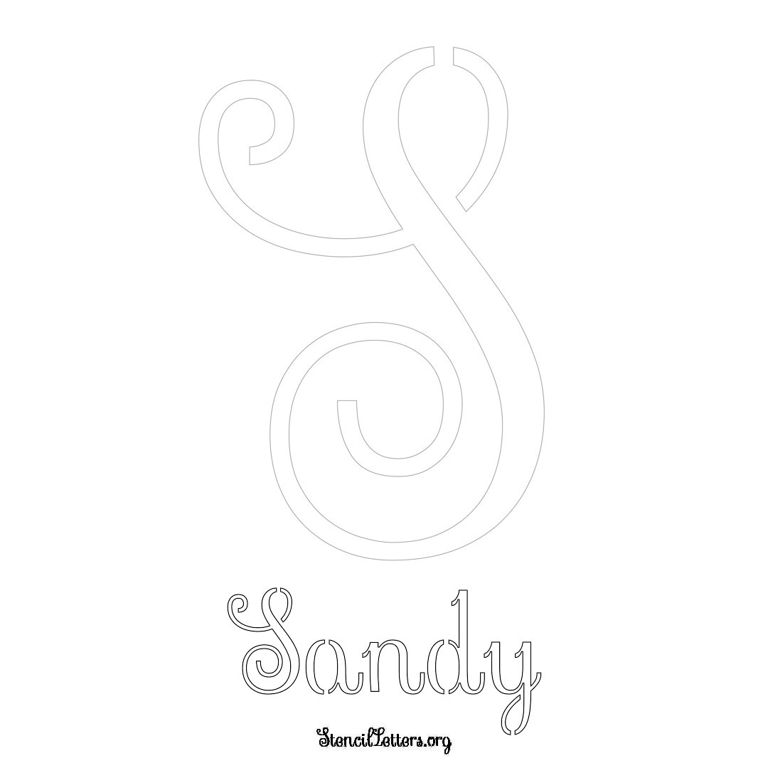 Sandy printable name initial stencil in Ornamental Cursive Lettering