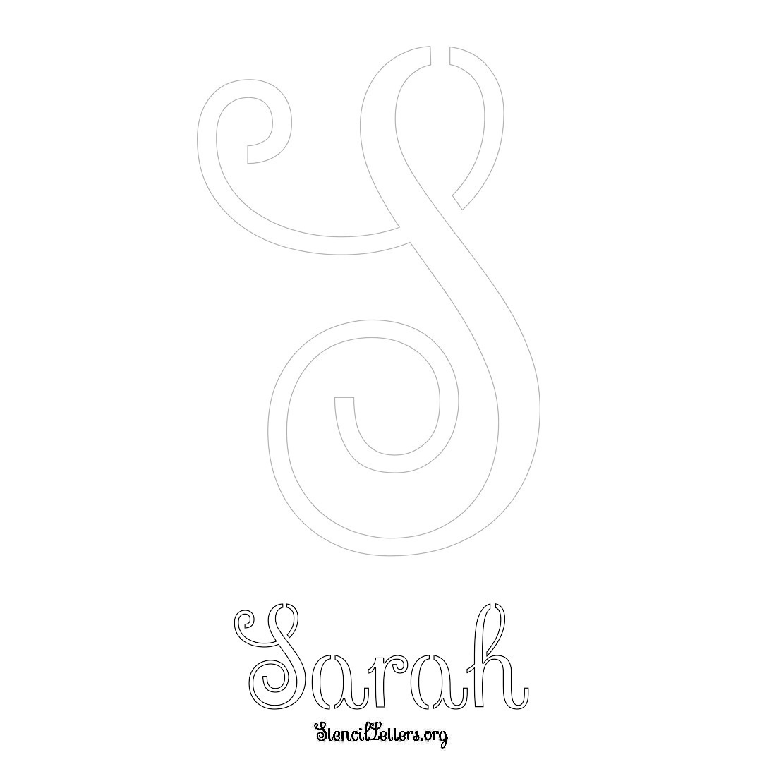 Sarah printable name initial stencil in Ornamental Cursive Lettering