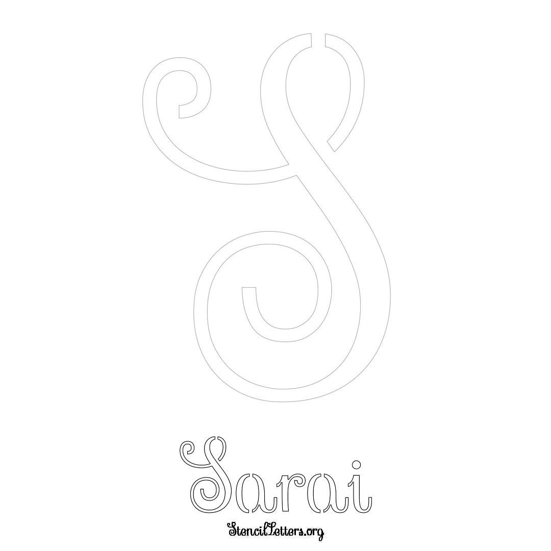 Sarai printable name initial stencil in Ornamental Cursive Lettering