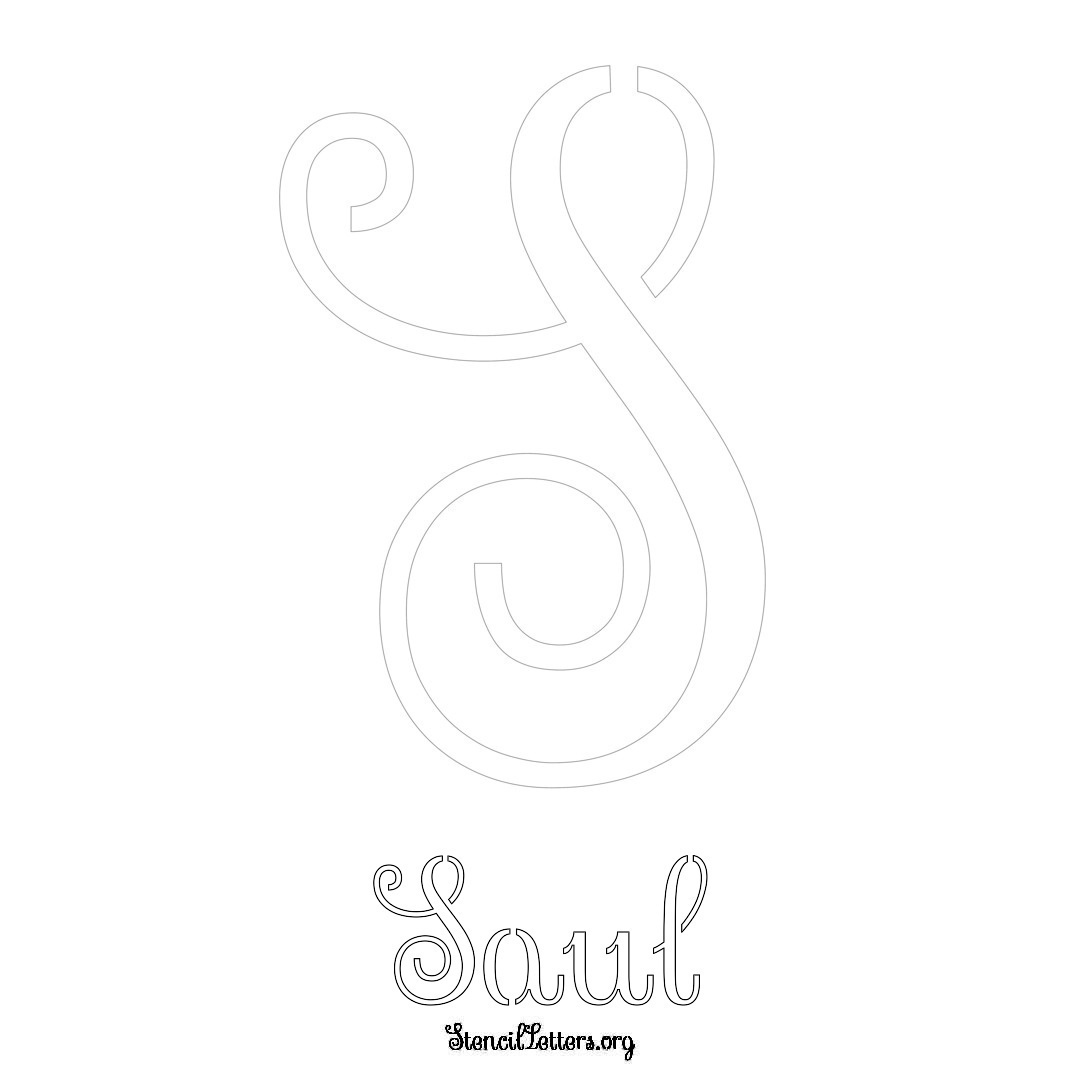 Saul printable name initial stencil in Ornamental Cursive Lettering