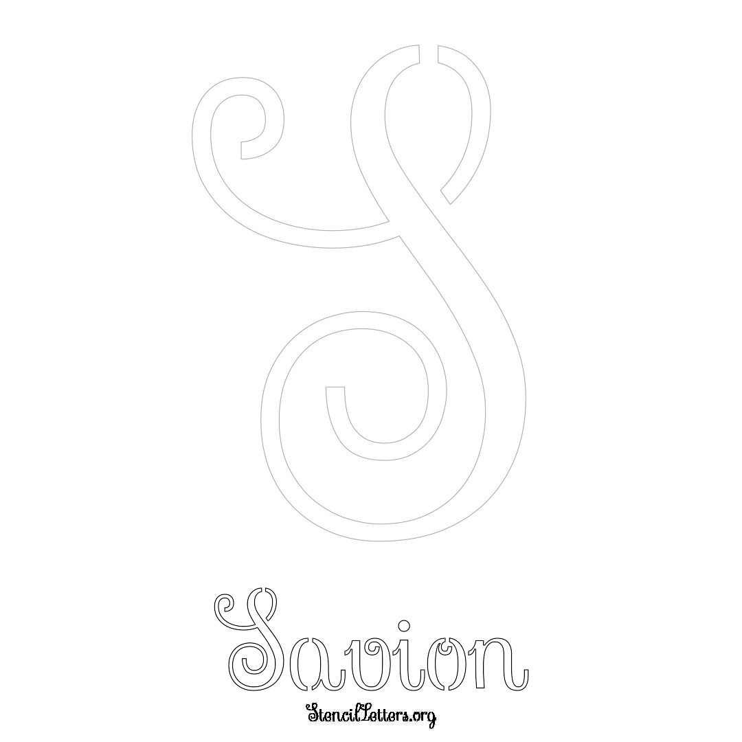 Savion printable name initial stencil in Ornamental Cursive Lettering
