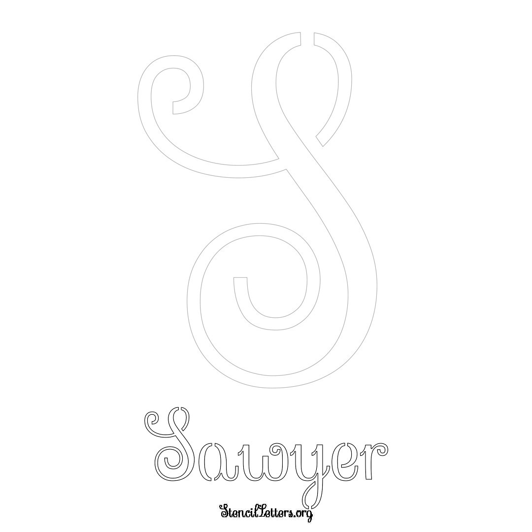 Sawyer printable name initial stencil in Ornamental Cursive Lettering