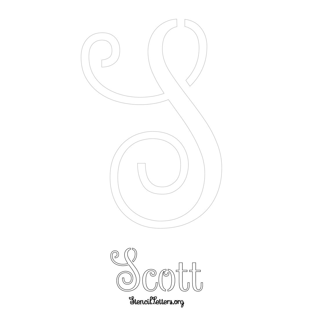 Scott printable name initial stencil in Ornamental Cursive Lettering