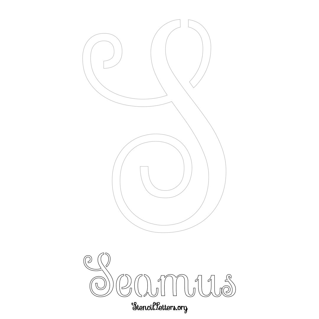 Seamus printable name initial stencil in Ornamental Cursive Lettering