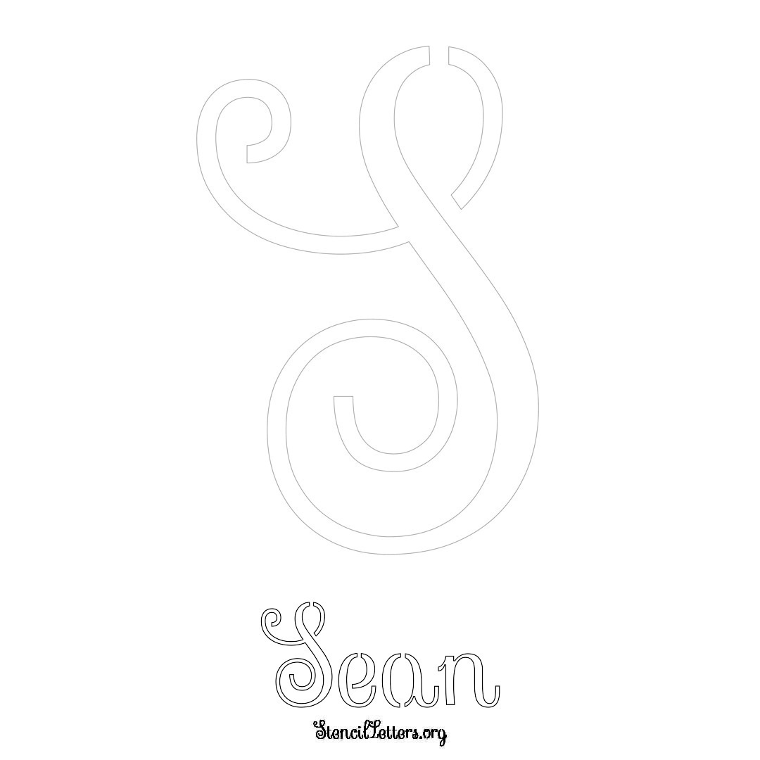 Sean printable name initial stencil in Ornamental Cursive Lettering