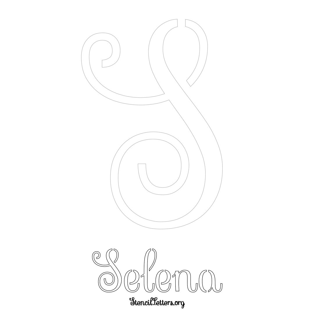 Selena printable name initial stencil in Ornamental Cursive Lettering