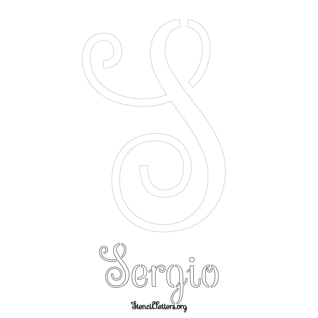 Sergio printable name initial stencil in Ornamental Cursive Lettering