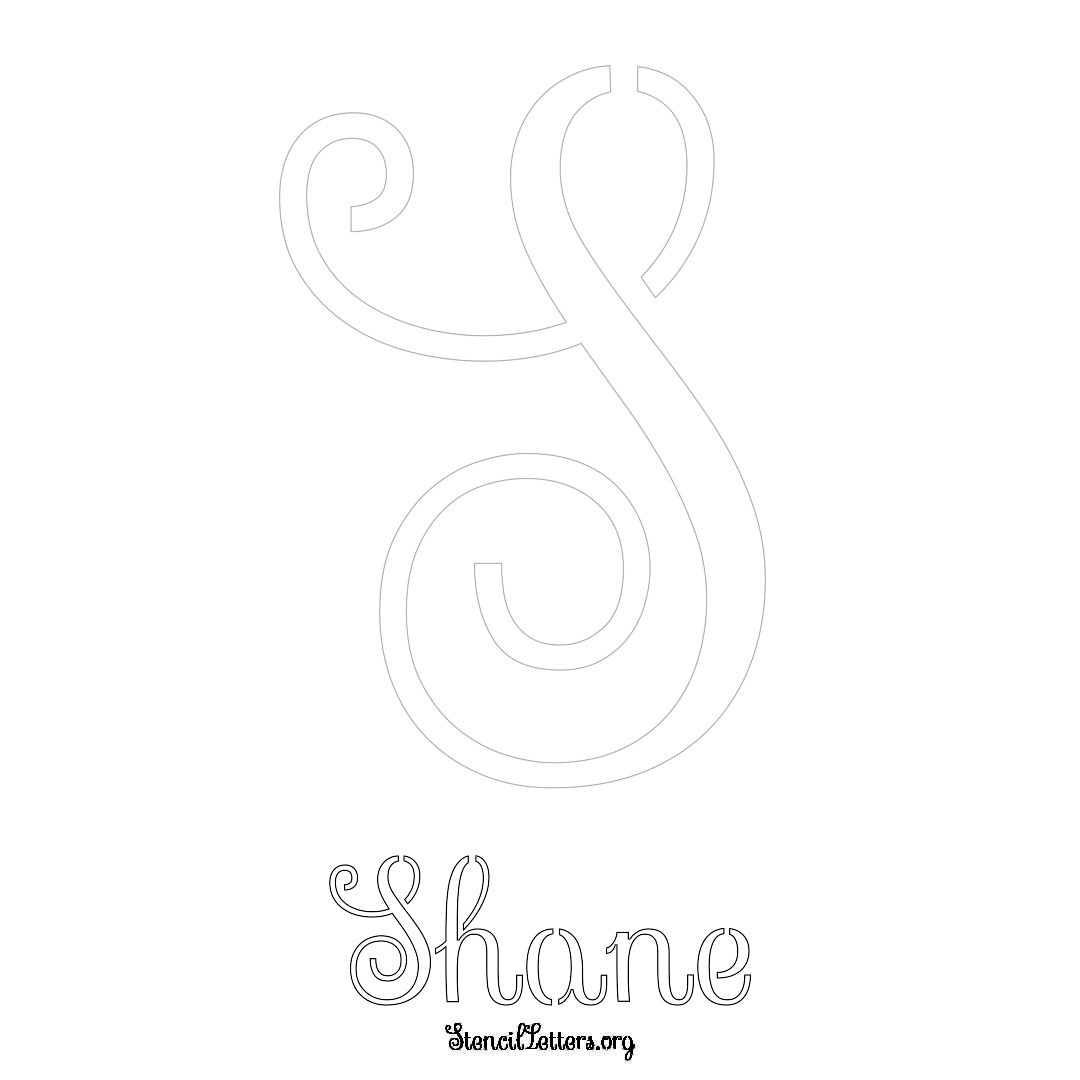 Shane printable name initial stencil in Ornamental Cursive Lettering