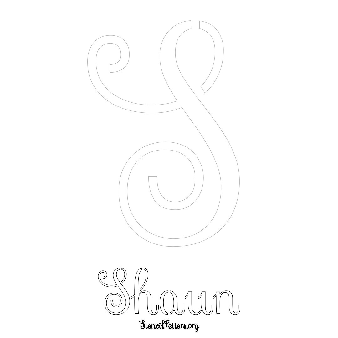 Shaun printable name initial stencil in Ornamental Cursive Lettering