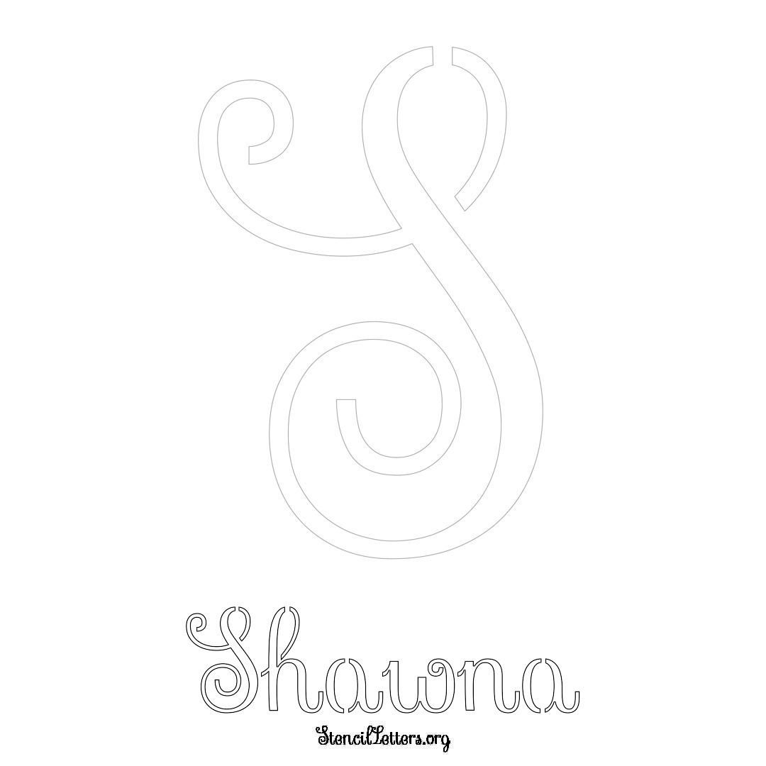 Shawna printable name initial stencil in Ornamental Cursive Lettering