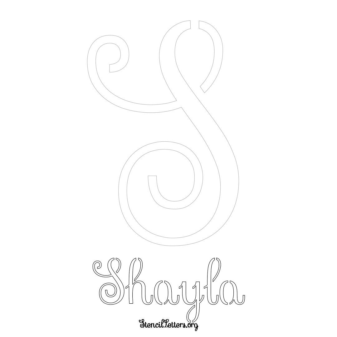 Shayla printable name initial stencil in Ornamental Cursive Lettering