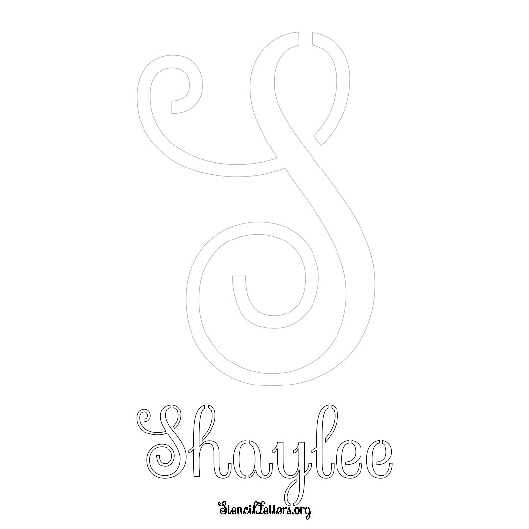 Shaylee printable name initial stencil in Ornamental Cursive Lettering