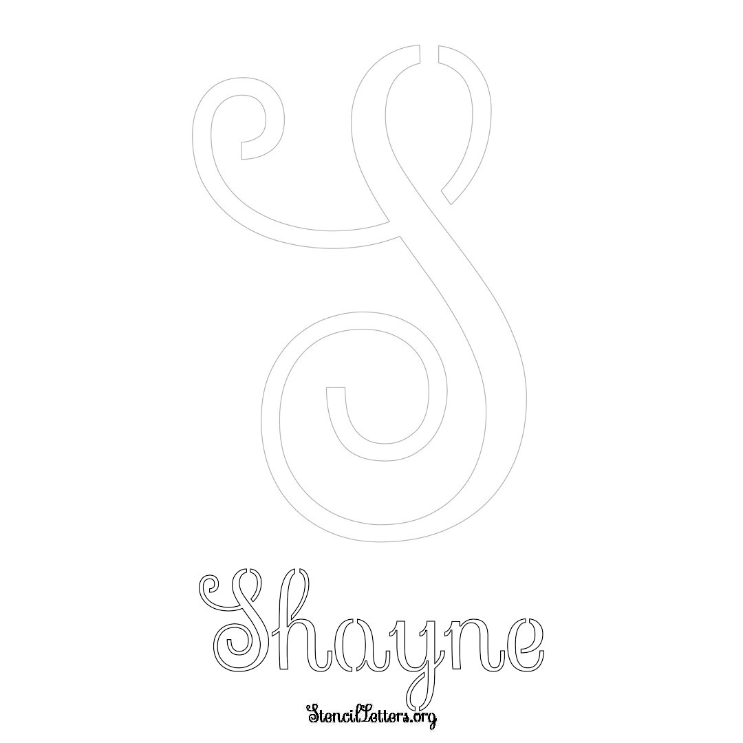 Shayne printable name initial stencil in Ornamental Cursive Lettering